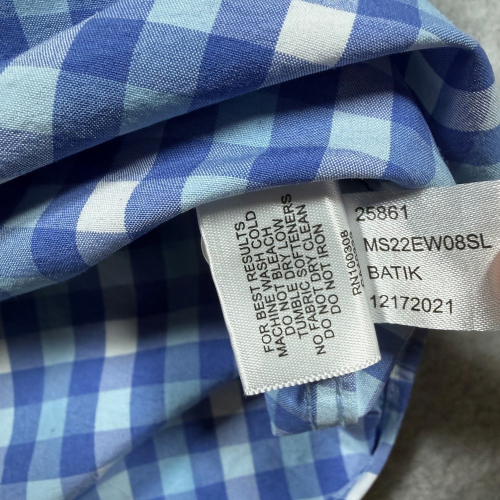 Peter Millar Summer Comfort Batik Gingham Shirt Mens Blue Performance Preppy - Picture 7 of 10